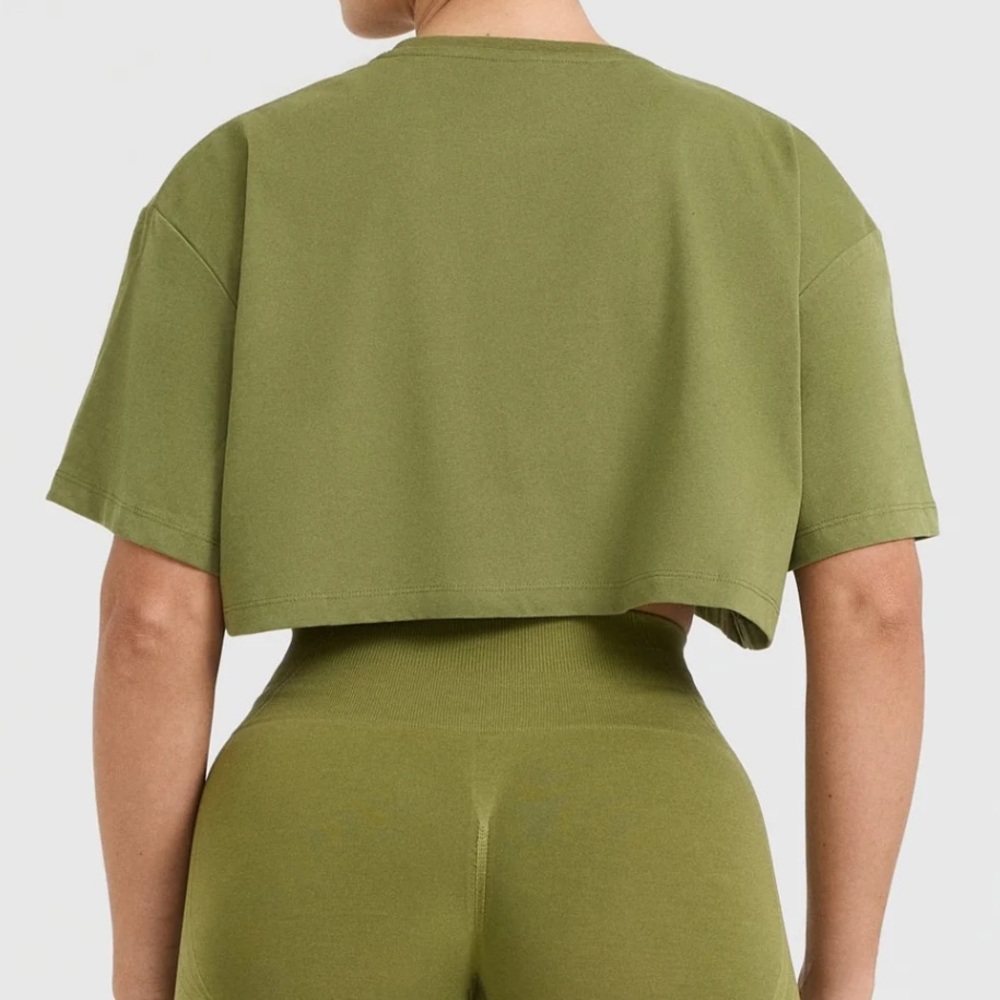 Oner Active Classic Oner Graphic Crop Lightweight T-Shirt Small - Olive Green - Picture 3 of 5